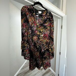 Parker Silk Long Sleeve Mini Dress L